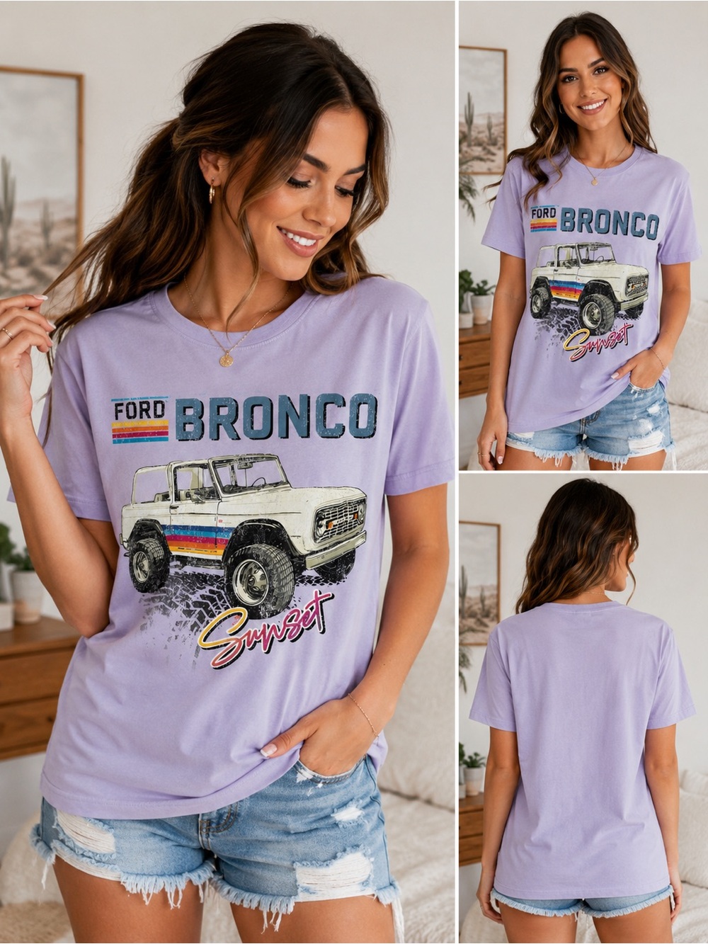 Ford Lavender Bronco Sunset Graphic Tee